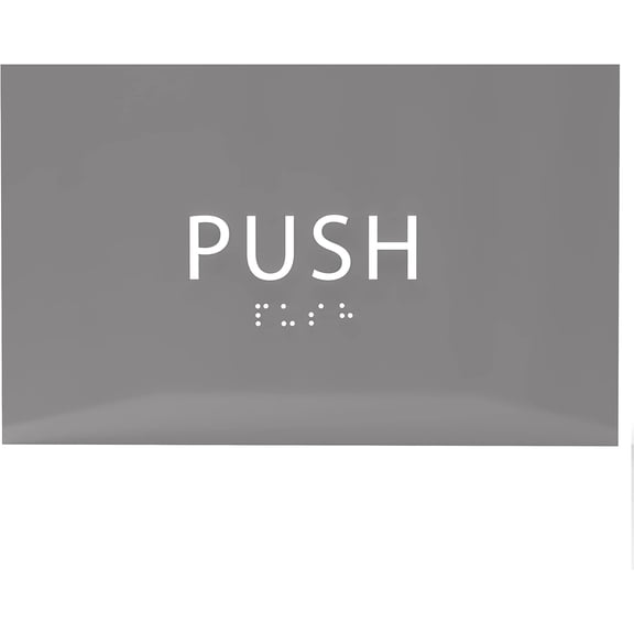 ADA CENTRAL SIGNS - 6" X4" Push Sign - ADA Compliant Tactile Graphics Grade 2 Braille Text Safety Sign| Wall Mount End Door Confusion Plastic Signs for Businesses, Offices, Stores, Cafes, and Shops