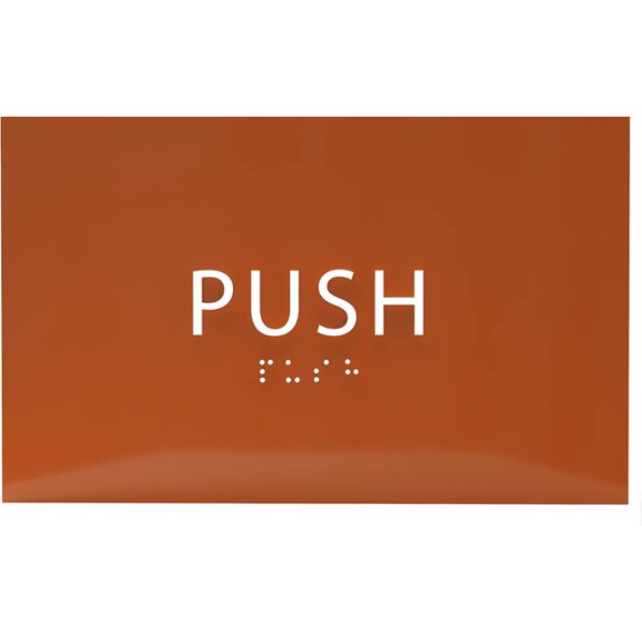 ADA CENTRAL SIGNS - 6" X4" Push Sign - ADA Compliant Tactile Graphics Grade 2 Braille Text Safety Sign| Wall Mount End Door Confusion Plastic Signs for Businesses, Offices, Stores, Cafes, and Shops