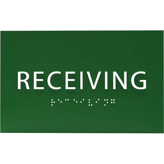 ADA CENTRAL SIGNS - 6" X4" Receiving Sign - ADA Compliant Tactile Graphics Grade 2 Braille Text| Wall Mount Loading Dock Forklift Plastic Sign for Business Work Site & Warehouse Visitors