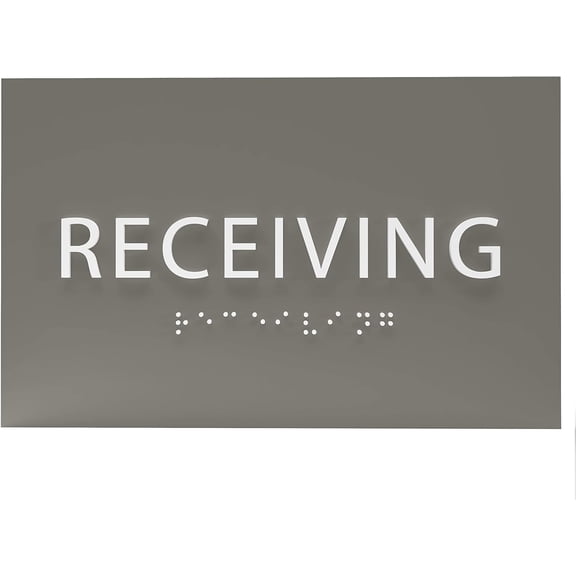 ADA CENTRAL SIGNS - 6" X4" Receiving Sign - ADA Compliant Tactile Graphics Grade 2 Braille Text| Wall Mount Loading Dock Forklift Plastic Sign for Business Work Site & Warehouse Visitors