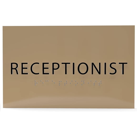 ADA CENTRAL SIGNS - 6" X4" Receptionist Sign - ADA Compliant Tactile Graphics Grade 2 Braille Text | Wall Mount Plastic Desk Service, Customer Assistance Sign for Office, Hotel, Schools, Hospital