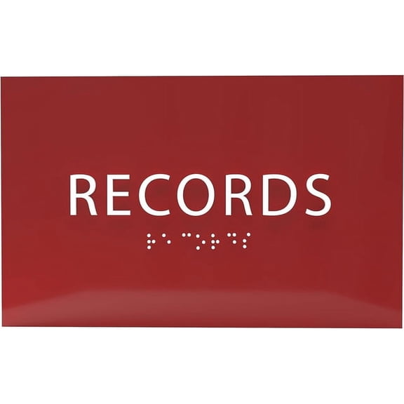 ADA CENTRAL SIGNS - 6" X4" Records Sign - ADA Compliant Tactile Graphics Grade 2 Braille Text | Wall Mount Plastic File and Record Protection Sign for Offices, Businesses, and Government Facilities