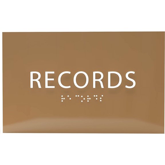 ADA CENTRAL SIGNS - 6" X4" Records Sign - ADA Compliant Tactile Graphics Grade 2 Braille Text | Wall Mount Plastic File and Record Protection Sign for Offices, Businesses, and Government Facilities