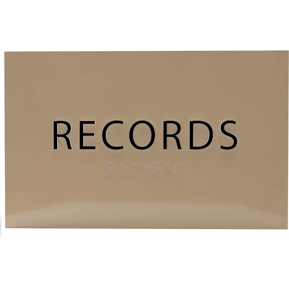 ADA CENTRAL SIGNS - 6" X4" Records Sign - ADA Compliant Tactile Graphics Grade 2 Braille Text | Wall Mount Plastic File and Record Protection Sign for Offices, Businesses, and Government Facilities