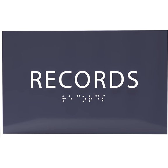 ADA CENTRAL SIGNS - 6" X4" Records Sign - ADA Compliant Tactile Graphics Grade 2 Braille Text | Wall Mount Plastic File and Record Protection Sign for Offices, Businesses, and Government Facilities