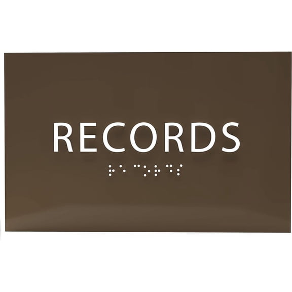 ADA CENTRAL SIGNS - 6" X4" Records Sign - ADA Compliant Tactile Graphics Grade 2 Braille Text | Wall Mount Plastic File and Record Protection Sign for Offices, Businesses, and Government Facilities