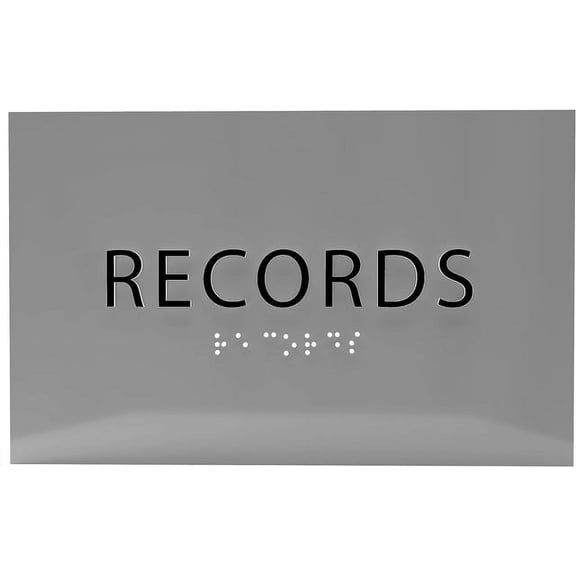 ADA CENTRAL SIGNS - 6" X4" Records Sign - ADA Compliant Tactile Graphics Grade 2 Braille Text | Wall Mount Plastic File and Record Protection Sign for Offices, Businesses, and Government Facilities