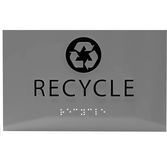 ADA CENTRAL SIGNS - 6" X4" Recycle Sign - ADA Compliant Tactile Graphics Grade 2 Braille Text | Wall Mount Plastic Trash Can, Bin Signs for Offices, Hotels, Schools, Warehouses, and Apartments