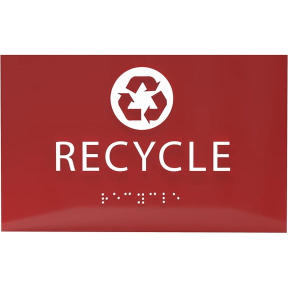 ADA CENTRAL SIGNS - 6" X4" Recycle Sign - ADA Compliant Tactile Graphics Grade 2 Braille Text | Wall Mount Plastic Trash Can, Bin Signs for Offices, Hotels, Schools, Warehouses, and Apartments
