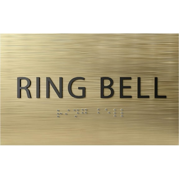 ADA CENTRAL SIGNS - 6" X4" Ring Bell Sign - ADA Compliant Tactile Graphics Grade 2 Braille Text | Wall Mount Plastic Desk Service, Call Assistance Sign for Office, Hotel, School, Apartment, Restaurant