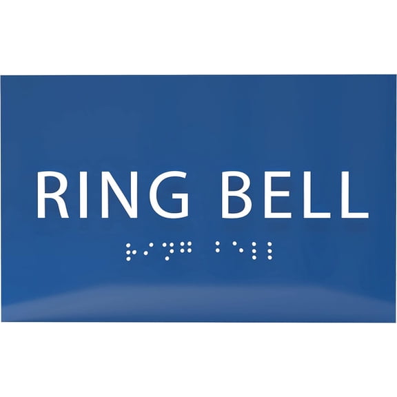 ADA CENTRAL SIGNS - 6" X4" Ring Bell Sign - ADA Compliant Tactile Graphics Grade 2 Braille Text | Wall Mount Plastic Desk Service, Call Assistance Sign for Office, Hotel, School, Apartment, Restaurant