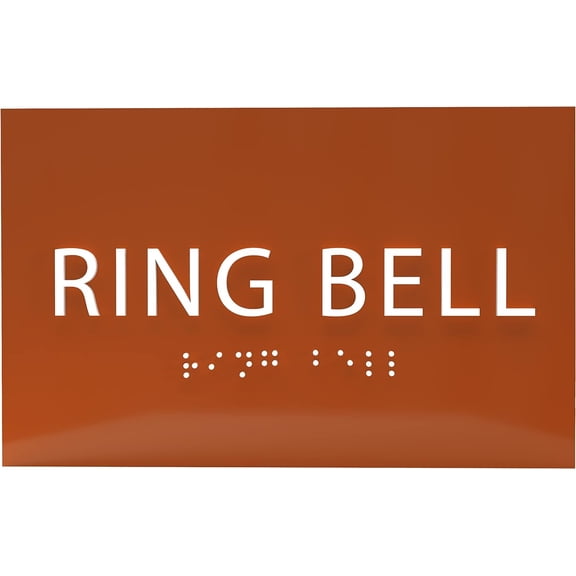 ADA CENTRAL SIGNS - 6" X4" Ring Bell Sign - ADA Compliant Tactile Graphics Grade 2 Braille Text | Wall Mount Plastic Desk Service, Call Assistance Sign for Office, Hotel, School, Apartment, Restaurant