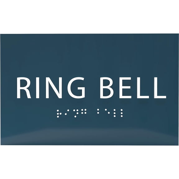 ADA CENTRAL SIGNS - 6" X4" Ring Bell Sign - ADA Compliant Tactile Graphics Grade 2 Braille Text | Wall Mount Plastic Desk Service, Call Assistance Sign for Office, Hotel, School, Apartment, Restaurant