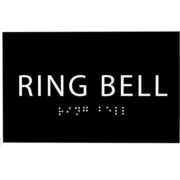 ADA CENTRAL SIGNS - 6" X4" Ring Bell Sign - ADA Compliant Tactile Graphics Grade 2 Braille Text | Wall Mount Plastic Desk Service, Call Assistance Sign for Office, Hotel, School, Apartment, Restaurant
