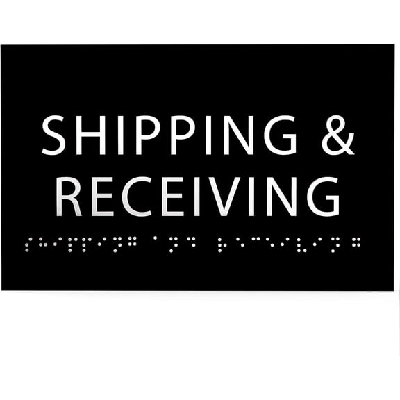 ADA CENTRAL SIGNS - 6" X4" Shipping and Receiving Sign - ADA Compliant Tactile Graphics Grade 2 Braille Text| Wall Mount Loading Dock Forklift Plastic Sign for Business Work Site & Warehouse Visitors