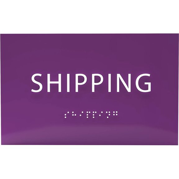 ADA CENTRAL SIGNS - 6" X4" Shipping Sign - ADA Compliant Tactile Graphics Grade 2 Braille Text| Wall Mount Loading Dock Forklift Plastic Sign for Business Work Site, Warehouse Visitors, and Employees