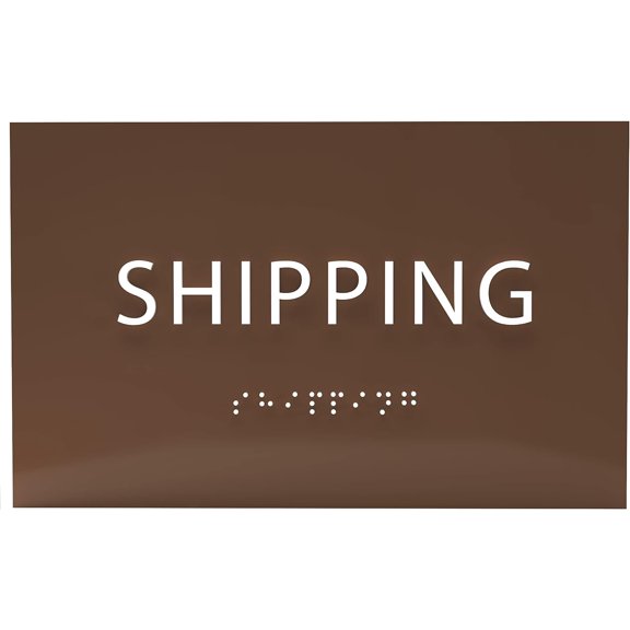 ADA CENTRAL SIGNS - 6" X4" Shipping Sign - ADA Compliant Tactile Graphics Grade 2 Braille Text| Wall Mount Loading Dock Forklift Plastic Sign for Business Work Site, Warehouse Visitors, and Employees