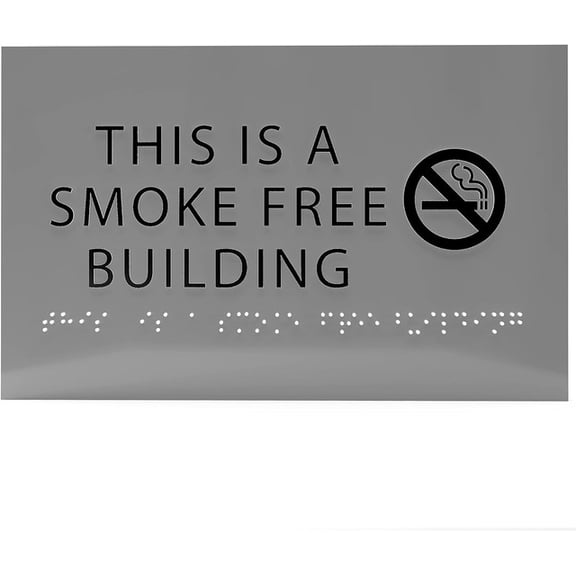 ADA CENTRAL SIGNS - 6" X4" Smoke Free Building Sign - ADA Compliant Tactile Graphics Grade 2 Braille Text | No Smoking Wall Mount Plastic Signs for Offices, Private Businesses, Schools & Restaurants
