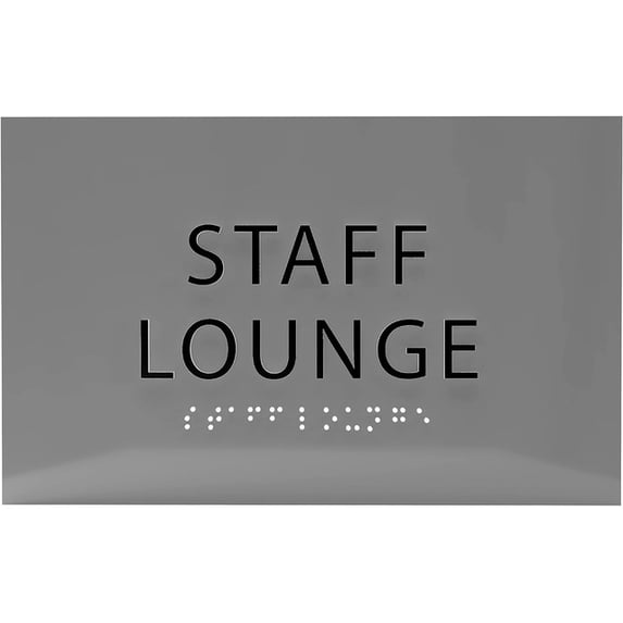 ADA CENTRAL SIGNS - 6" X4" Staff Lounge Sign - ADA Compliant Tactile Graphics Grade 2 Braille Text | Wall Mount Plastic Staff Privacy Signs for Offices, Hotels, Schools, Apartments, and Restaurants