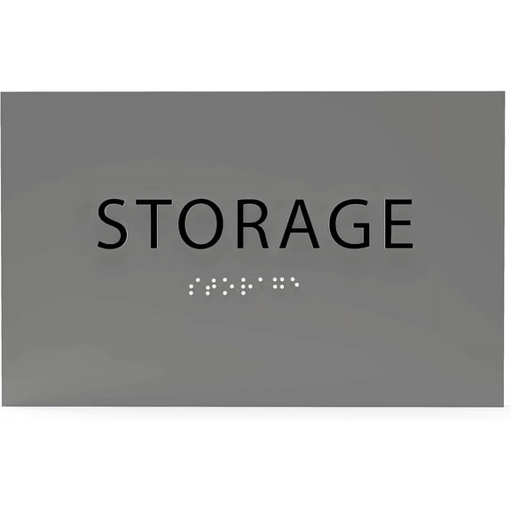 ADA CENTRAL SIGNS - 6" X4" Storage Sign –Tactile Graphics Grade 2 Braille Text | Modern Utility Wall Mount ADA Compliant Plastic Signs For Schools, Offices, Businesses, Apartments & Restaurants