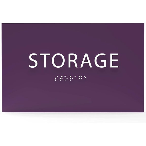 ADA CENTRAL SIGNS - 6" X4" Storage Sign –Tactile Graphics Grade 2 Braille Text | Modern Utility Wall Mount ADA Compliant Plastic Signs For Schools, Offices, Businesses, Apartments & Restaurants