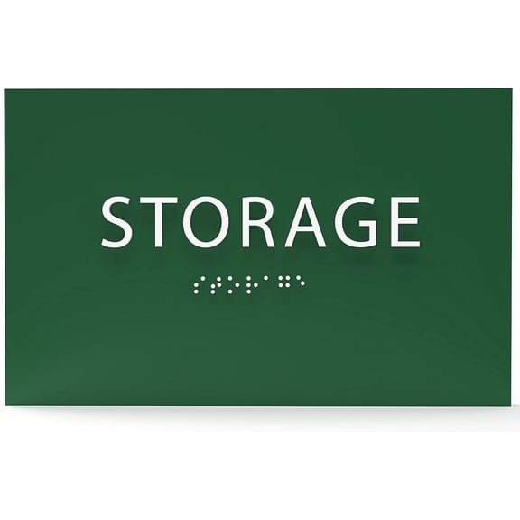 ADA CENTRAL SIGNS - 6" X4" Storage Sign –Tactile Graphics Grade 2 Braille Text | Modern Utility Wall Mount ADA Compliant Plastic Signs For Schools, Offices, Businesses, Apartments & Restaurants
