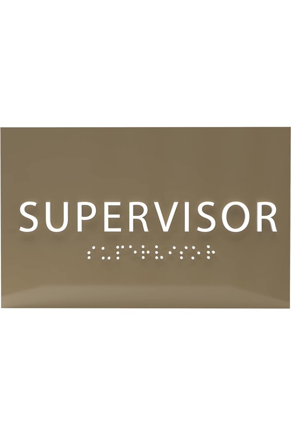 6" X4" Supervisor Sign- Tactile Graphics Grade 2 Braille Text | ADA compliant Modern Utility Wall Mount Plastic Signs For Schools, Offices, Businesses, Apartments & Restaurants