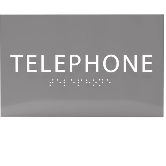 ADA CENTRAL SIGNS - 6" X4" Telephone Sign - ADA Compliant Tactile Graphics Grade 2 Braille Text | Wall Mount Plastic Easy Access Signs for Offices, Hotels, Schools, Apartments, and Restaurants