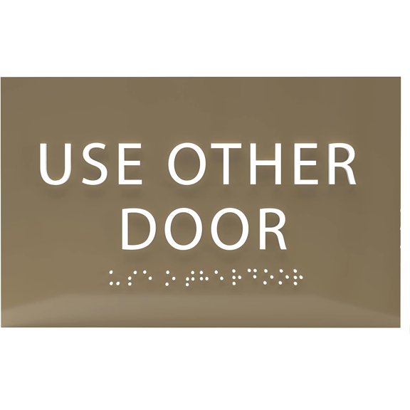 ADA CENTRAL SIGNS 6" X4" Use Other Door Sign- Tactile Graphics Grade 2 Braille Text | ADA compliant Wall Mount Plastic Signs For Schools, Offices, Businesses, Apartments & Restaurants