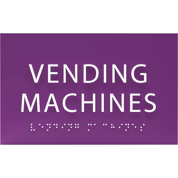 ADA CENTRAL SIGNS - 6" X4" Vending Machines Sign - Tactile Graphics Grade 2 Braille Text | ADA compliant Wall Mount Plastic Signs For Schools, Offices, Businesses, Apartments & Restaurants