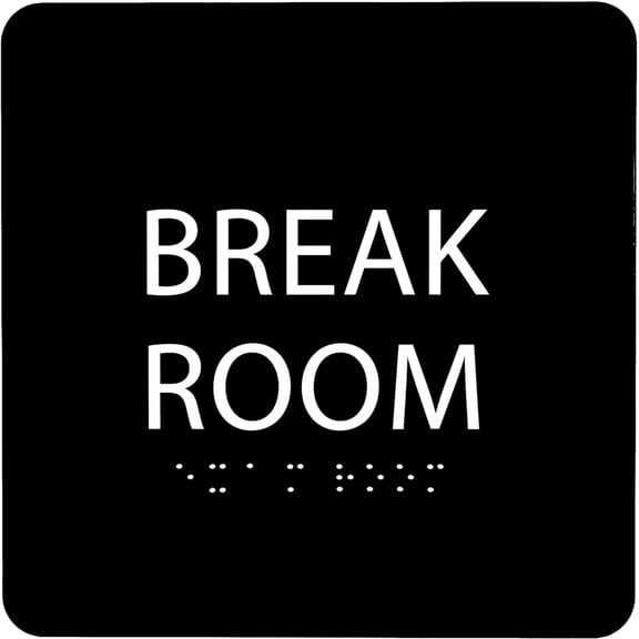 ADA CENTRAL SIGNS - 6" X6" Break Room Sign - ADA Compliant Tactile Graphics Grade 2 Braille Text Acrylic Wall Signs - Employee Kitchen, Lunch Room Sign for Offices, Hotels, Schools, and Restaurants
