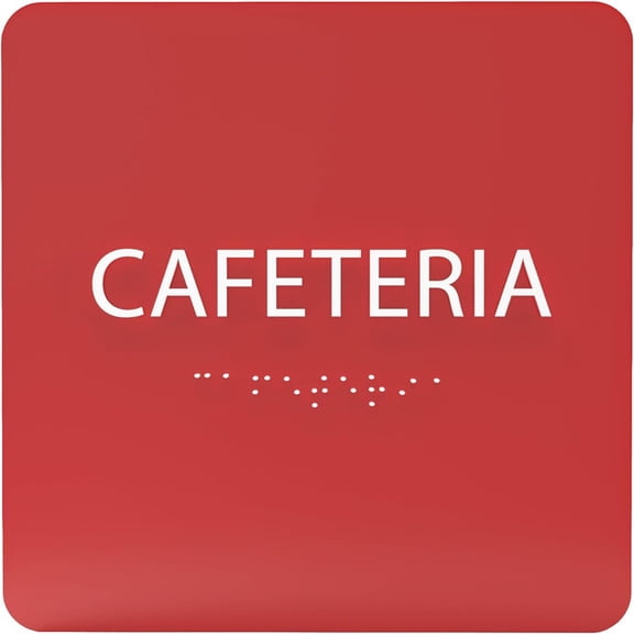 ADA CENTRAL SIGNS - 6" X6" Cafeteria Sign - ADA Compliant Tactile Graphics Grade 2 Braille Text Acrylic Wall Sign| Kitchen Dining Lunch Break Room Sign for Office Hotel School self-service Restaurant