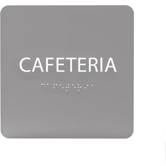 ADA CENTRAL SIGNS - 6" X6" Cafeteria Sign - ADA Compliant Tactile Graphics Grade 2 Braille Text Acrylic Wall Sign| Kitchen Dining Lunch Break Room Sign for Office Hotel School self-service Restaurant
