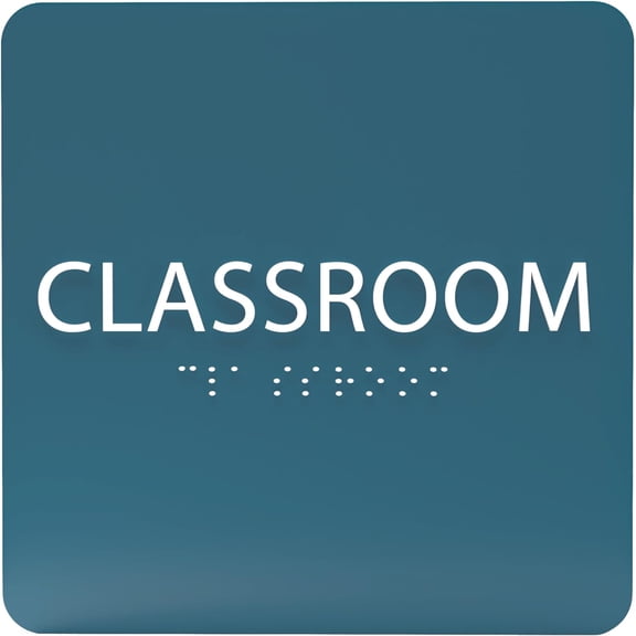ADA CENTRAL SIGNS - 6" X6" Classroom Sign - ADA Compliant Tactile Graphics Grade 2 Braille Text Acrylic Wall Signs - Modern Utility Class Room Name Sign for School, college, University, Training Areas