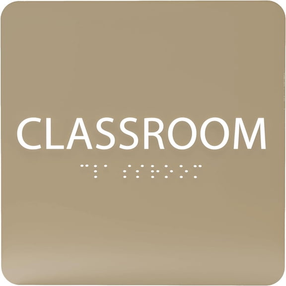ADA CENTRAL SIGNS - 6" X6" Classroom Sign - ADA Compliant Tactile Graphics Grade 2 Braille Text Acrylic Wall Signs - Modern Utility Class Room Name Sign for School, college, University, Training Areas