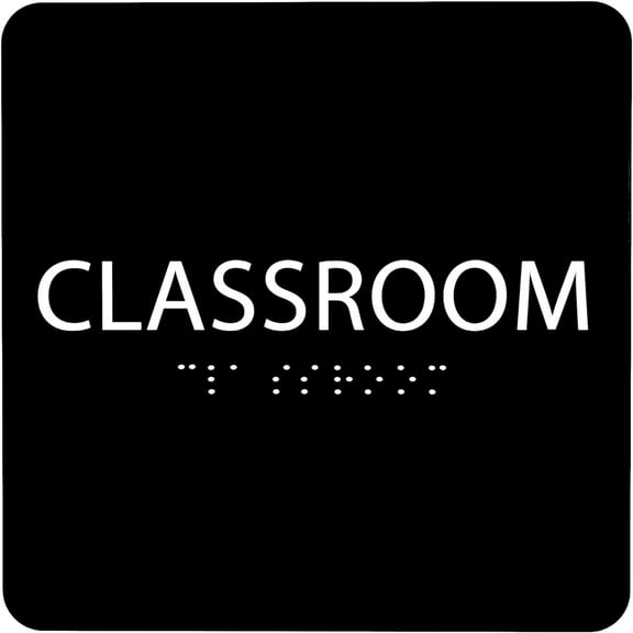 ADA CENTRAL SIGNS - 6" X6" Classroom Sign - ADA Compliant Tactile Graphics Grade 2 Braille Text Acrylic Wall Signs - Modern Utility Class Room Name Sign for School, college, University, Training Areas