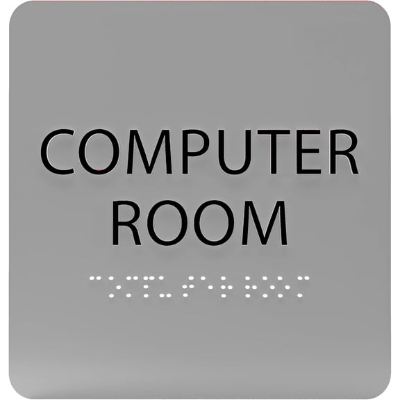 ADA CENTRAL SIGNS - 6" X6" Computer Room Sign - ADA Compliant Tactile Graphics Grade 2 Braille Text Acrylic Door Wall Sign - Server Data Center, IT Equipment Management, Networking software Room Sign
