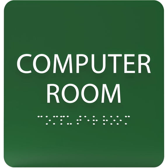 ADA CENTRAL SIGNS - 6" X6" Computer Room Sign - ADA Compliant Tactile Graphics Grade 2 Braille Text Acrylic Door Wall Sign - Server Data Center, IT Equipment Management, Networking software Room Sign