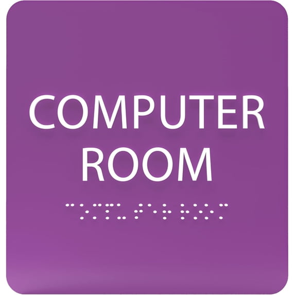 ADA CENTRAL SIGNS - 6" X6" Computer Room Sign - ADA Compliant Tactile Graphics Grade 2 Braille Text Acrylic Door Wall Sign - Server Data Center, IT Equipment Management, Networking software Room Sign