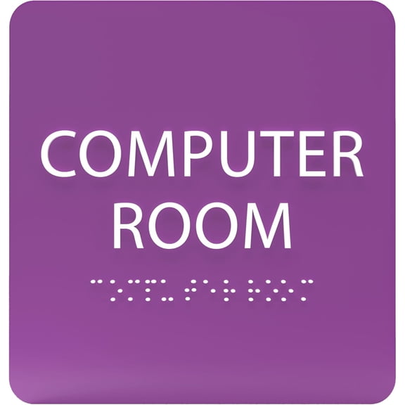 ADA CENTRAL SIGNS - 6" X6" Computer Room Sign - ADA Compliant Tactile Graphics Grade 2 Braille Text Acrylic Door Wall Sign - Server Data Center, IT Equipment Management, Networking software Room Sign