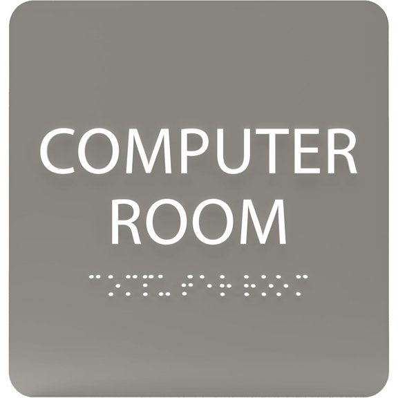 ADA CENTRAL SIGNS - 6" X6" Computer Room Sign - ADA Compliant Tactile Graphics Grade 2 Braille Text Acrylic Door Wall Sign - Server Data Center, IT Equipment Management, Networking software Room Sign