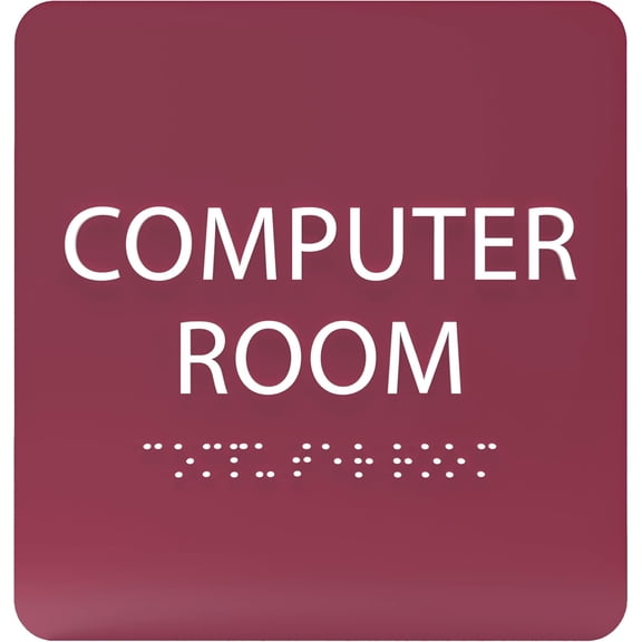ADA CENTRAL SIGNS - 6" X6" Computer Room Sign - ADA Compliant Tactile Graphics Grade 2 Braille Text Acrylic Door Wall Sign - Server Data Center, IT Equipment Management, Networking software Room Sign