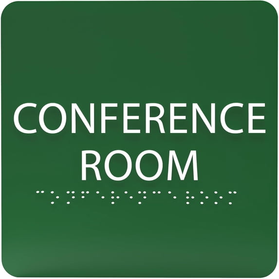 ADA CENTRAL SIGNS - 6" X6" Conference Room Sign- ADA Compliant Tactile Graphics Grade 2 Braille Text Acrylic Wall Signs - Authorized Personnel Only, Meeting Privacy Door Sign for Schools, and Offices