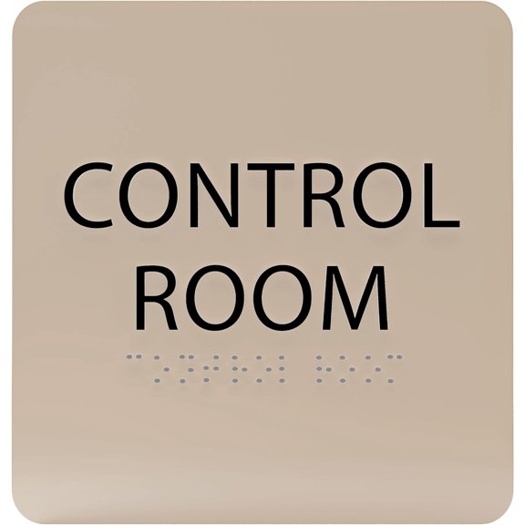 ADA CENTRAL SIGNS - 6" X6" Control Room Sign - ADA Compliant Tactile Graphics Grade 2 Braille Text Acrylic Wall Signs - Emergency Contact, Protocols, Operations, Security, Surveillance Door Sign
