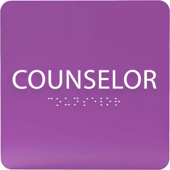 ADA CENTRAL SIGNS - 6" X6" Counselor Sign - ADA Compliant Tactile Graphics Grade 2 Braille Text Acrylic Wall Sign - Professional Expert Advisor, Consultant Door Signs for Hotel School Hospital Clinic