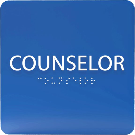 ADA CENTRAL SIGNS - 6" X6" Counselor Sign - ADA Compliant Tactile Graphics Grade 2 Braille Text Acrylic Wall Sign - Professional Expert Advisor, Consultant Door Signs for Hotel School Hospital Clinic