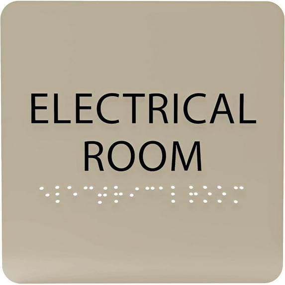 ADA CENTRAL SIGNS - 6" X6" Electrical Room Sign - ADA Compliant Tactile Graphics Grade 2 Braille Text Acrylic Wall Signs - Safety Control Electric Room Sign for Offices, Hotels, Schools, & Restaurants