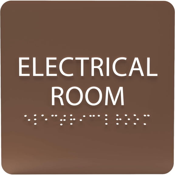 ADA CENTRAL SIGNS - 6" X6" Electrical Room Sign - ADA Compliant Tactile Graphics Grade 2 Braille Text Acrylic Wall Signs - Safety Control Electric Room Sign for Offices, Hotels, Schools, & Restaurants