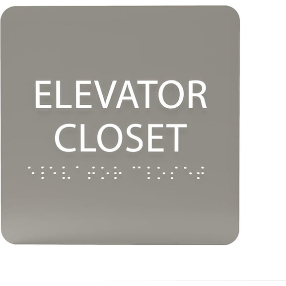 ADA CENTRAL SIGNS - 6" X6" Elevator Closet Sign - ADA Compliant Tactile Graphics Grade 2 Braille Text Acrylic Wall Signs - Private Maintenance Mechanical Room Door Sign for Office, Construction Sites