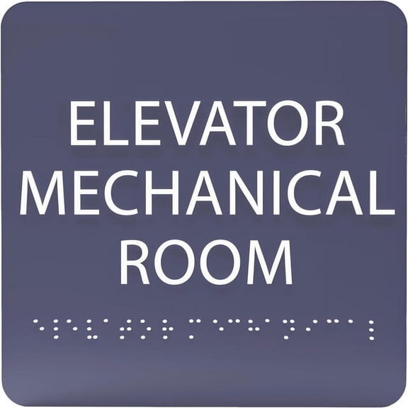ADA CENTRAL SIGNS - 6" X6" Elevator Mechanical Room Sign- ADA Compliant Tactile Graphics Grade 2 Braille Text Acrylic Wall Signs - Authorized Personnel Only Door Sign for Malls, Offices& Restaurants